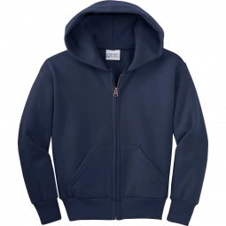 Navy Port & Company Full Zip Custom Hooded Sweatshirt - Youth - Colors