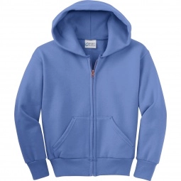 Carolina Blue Port & Company Full Zip Custom Hooded Sweatshirt - Youth - Co