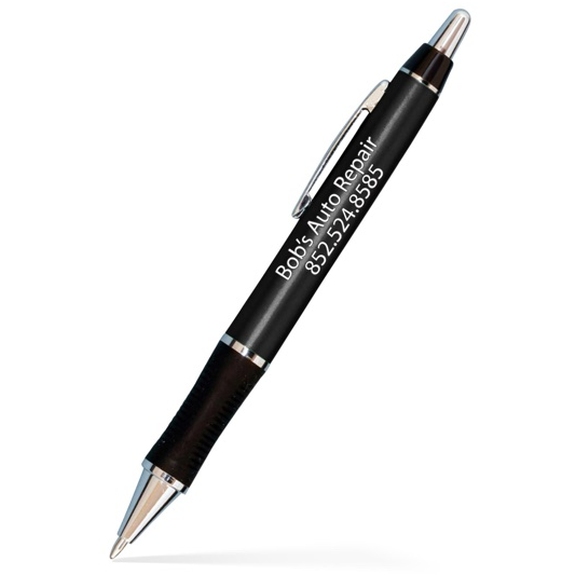 Black Glossy Custom Pen w/ Rubber Grip