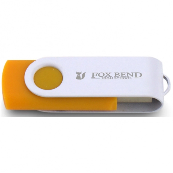 Orange/White Laser Engraved Swing Custom USB Flash Drives