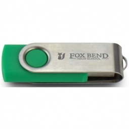 Green/Silver Laser Engraved Swing Custom USB Flash Drives