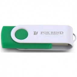 Green/White Laser Engraved Swing Custom USB Flash Drives