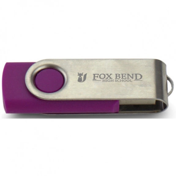 Purple/Silver Laser Engraved Swing Custom USB Flash Drives