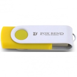 Yellow/White Laser Engraved Swing Custom USB Flash Drives