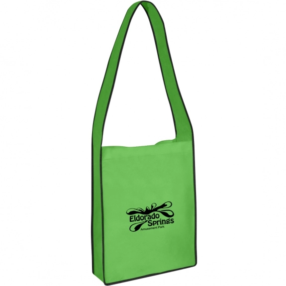 Lime - Non-Woven Messenger Custom Tote Bag w/ Velcro Closure