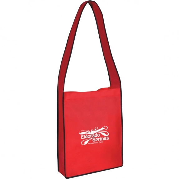Red - Non-Woven Messenger Custom Tote Bag w/ Velcro Closure