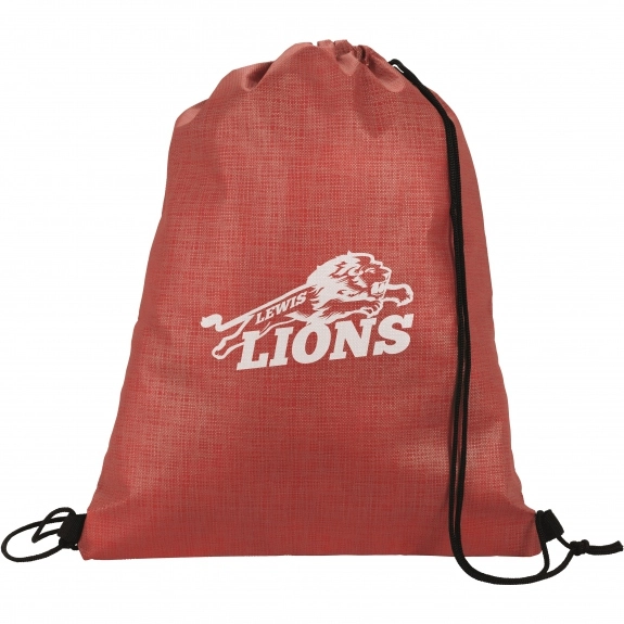 Red - Metallic Non-Woven Custom Drawstring Backpack - 13"w x 16.5"h