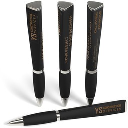 Black Full Color Soft Touch Tri-Ad Promotional Pen