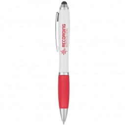Red Antimicrobial Custom Stylus Pen w/ Rubber Grip