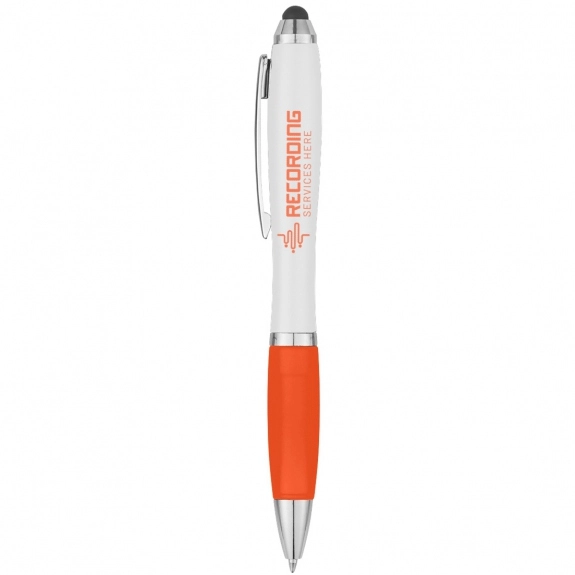 Orange Antimicrobial Custom Stylus Pen w/ Rubber Grip