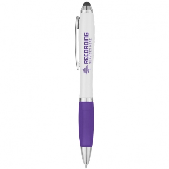 Purple Antimicrobial Custom Stylus Pen w/ Rubber Grip