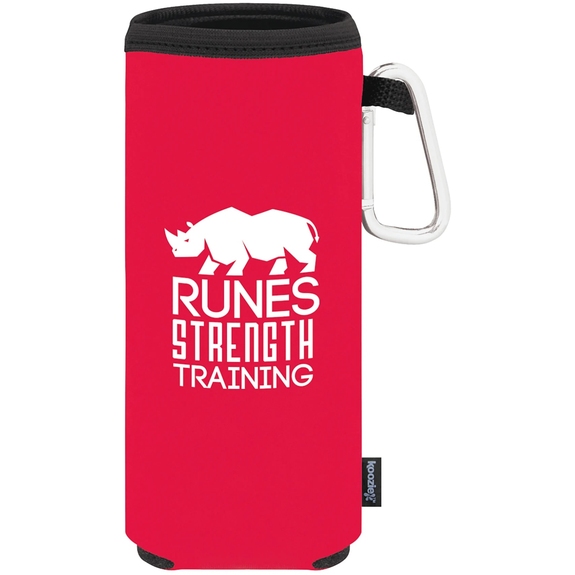 Red - Collapsible Custom Bottle Cooler Sleeve w/ Carabiner