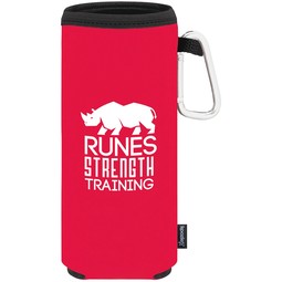 Red - Collapsible Custom Bottle Cooler Sleeve w/ Carabiner