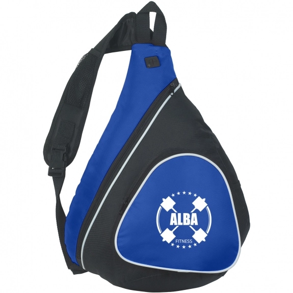 Royal Blue Mono Strap Promotional Backpack w/ Outside Mesh