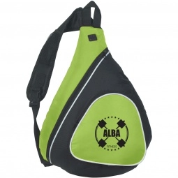 Lime Green Mono Strap Promotional Backpack w/ Outside Mesh