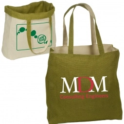 Lime Green Reversible Jute/Cotton Promotional Tote Bag