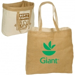 Natural Reversible Jute/Cotton Promotional Tote Bag