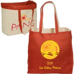 Red Reversible Jute/Cotton Promotional Tote Bag