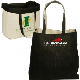 Black Reversible Jute/Cotton Promotional Tote Bag