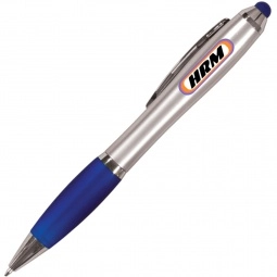 Silver Blue Full Color Custom Stylus & Ballpoint Pen