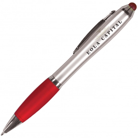 Silver/Red Full Color Custom Stylus & Ballpoint Pen