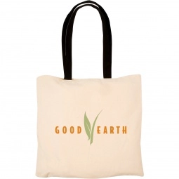Natural/Black Economy Cotton Grocery Logo Tote Bag - Full Color Imprint