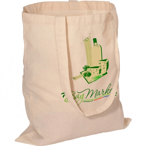 Natural/Natural Economy Cotton Grocery Logo Tote Bag - Full Color Imprint