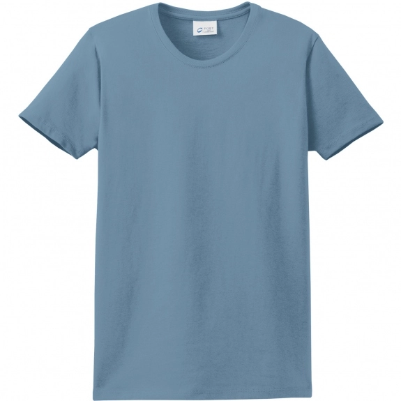 Stonewashed Blue Port & Company Essential Logo T-Shirt - Women's - Light Co