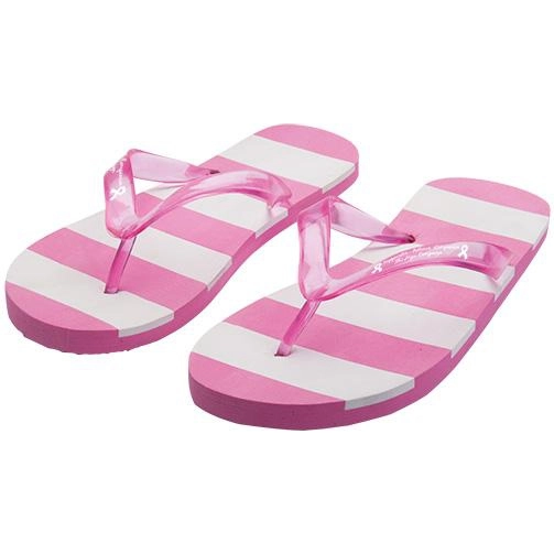 Pink/ White Striped Custom Flip Flops