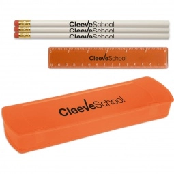 Translucent Orange School Kit Custom Pencil Case
