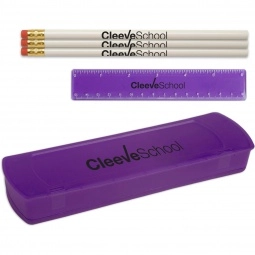Translucent Purple School Kit Custom Pencil Case