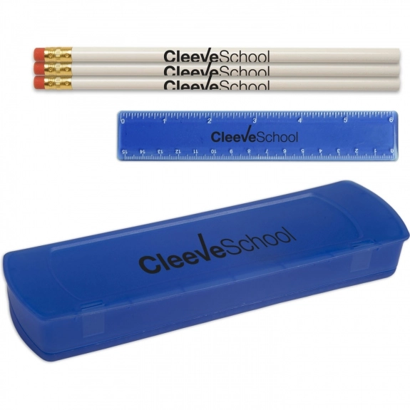 Translucent Blue School Kit Custom Pencil Case