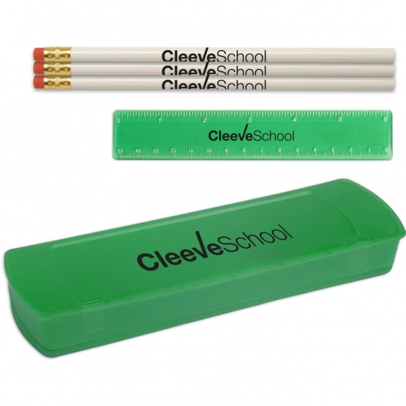 Translucent Green School Kit Custom Pencil Case