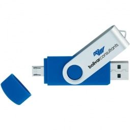 2-Tone USB 2.0 Customized Flash Drives w/ Micro USB - 16GB