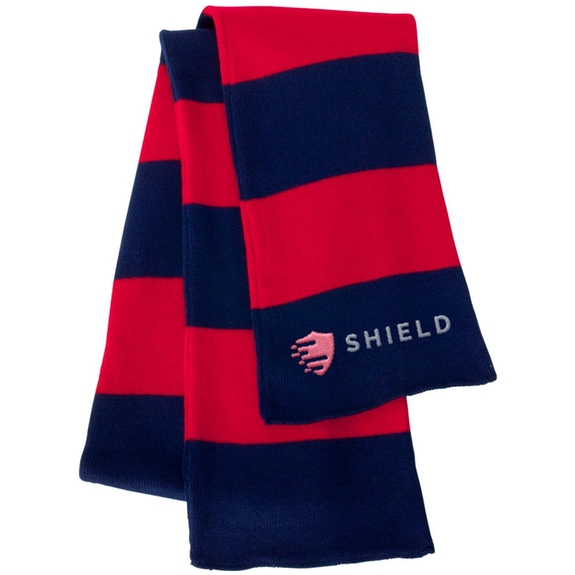 Navy/Red - Rugby-Striped Custom Knit Scarf