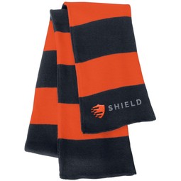 Navy/Orange - Rugby-Striped Custom Knit Scarf
