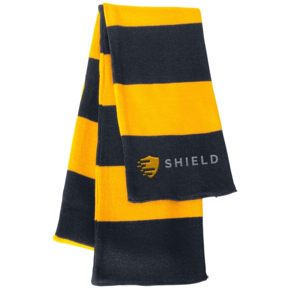 Navy/Gold - Rugby-Striped Custom Knit Scarf