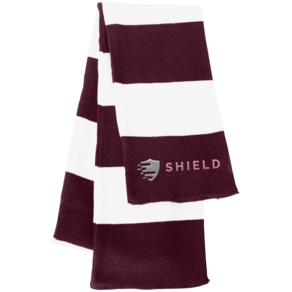 Maroon/White - Rugby-Striped Custom Knit Scarf