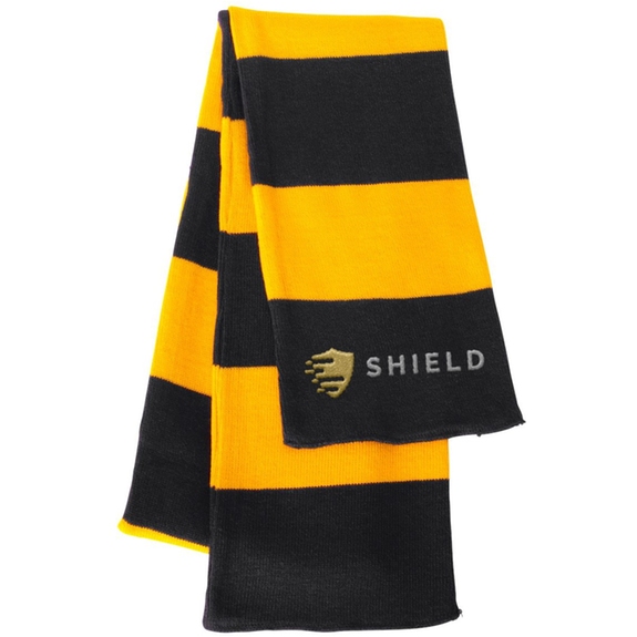 Black/Gold - Rugby-Striped Custom Knit Scarf