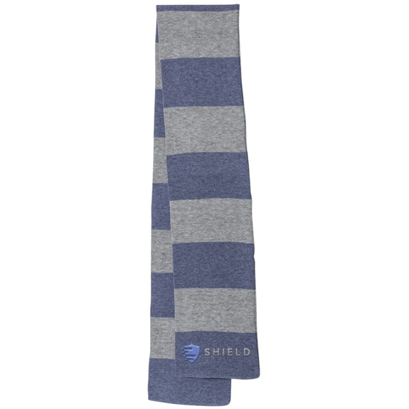 Heather Navy/Heather Grey - Rugby-Striped Custom Knit Scarf
