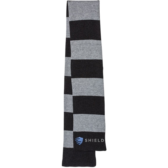 Heather Black/Heather Grey - Rugby-Striped Custom Knit Scarf
