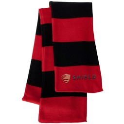 Red/Black - Rugby-Striped Custom Knit Scarf