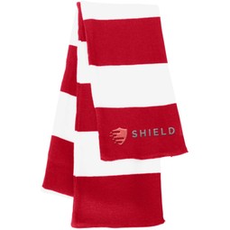 Red/White - Rugby-Striped Custom Knit Scarf
