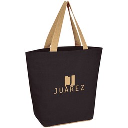 Black - Marketplace Jute Custom Tote Bag - 16.25w x 14.25h