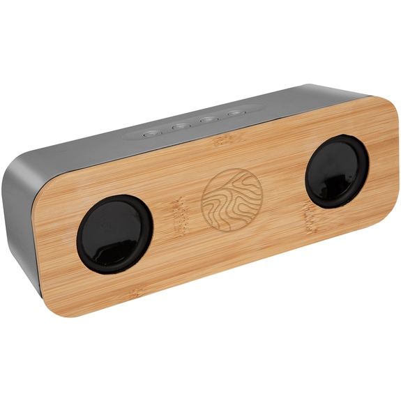 Silver - Chrome and Bamboo Promotional Wireless Speaker