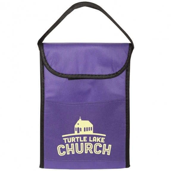 Purple Insulated White Non-Custom Lunch Bag 