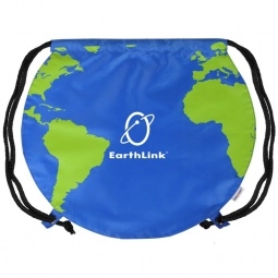 Globe Design Promotional Drawstring Backpack - 17"w x 14.5"h
