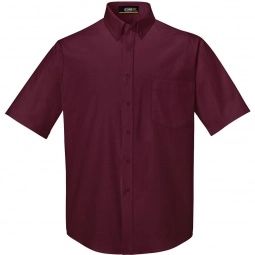 Burgundy Core365 Optimum Short Sleeve Custom Dress Shirt - Men's