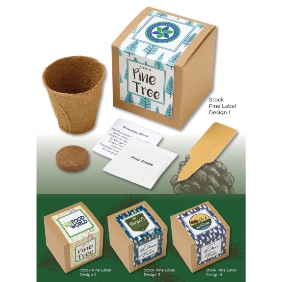 Designs - Pine Tree Custom Planter Set w/ Kraft Gift Box