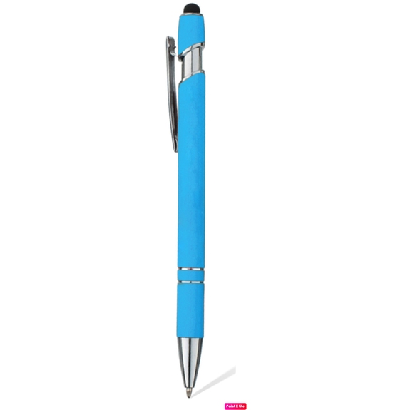 Light Blue Satin Touch Stylus Custom Pens